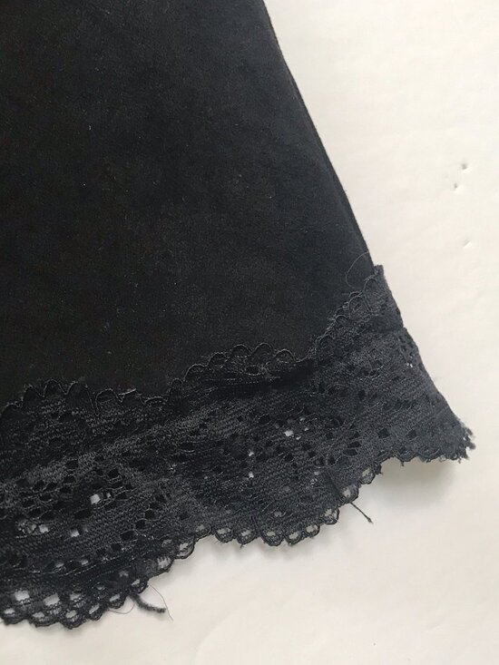 Sea Gypsies Babydoll Slip Dress Small Black Lace Suede Crochet Whimsigoth Fairy - Picture 6 of 12